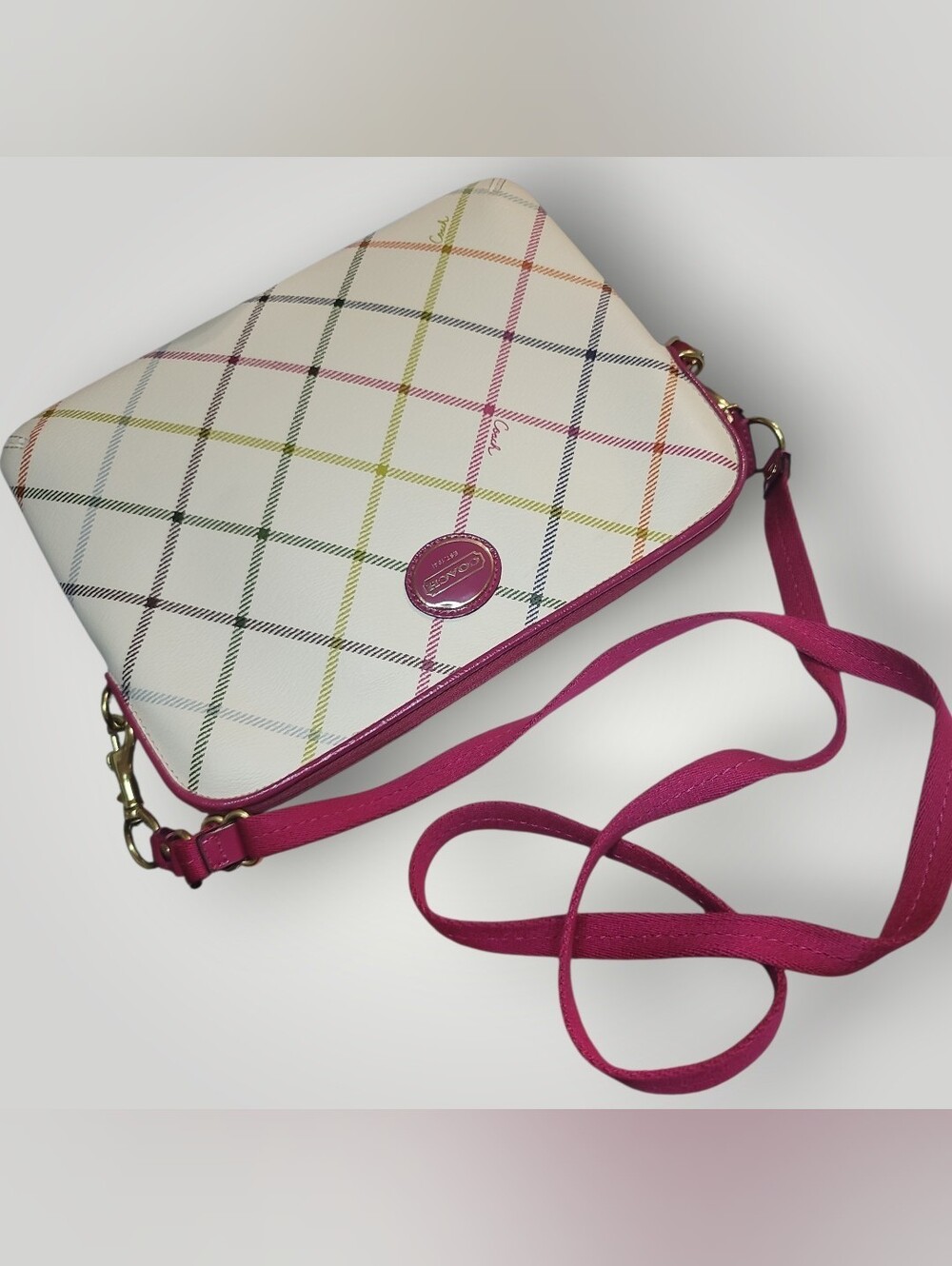 Coach Peyton Tattersall Tablet/iPad Sleeve Crossbody EUC - Picture 6 of 9